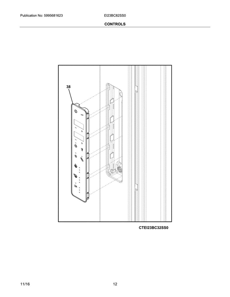Controls Diagram and Parts List for EI23BC82SS0  Electrolux Refrigerator