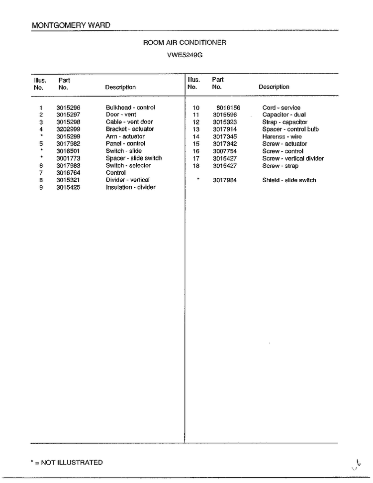 Room Air Conditioner Page 4 Diagram and Parts List for 5249G  Frigidaire Air Conditioner