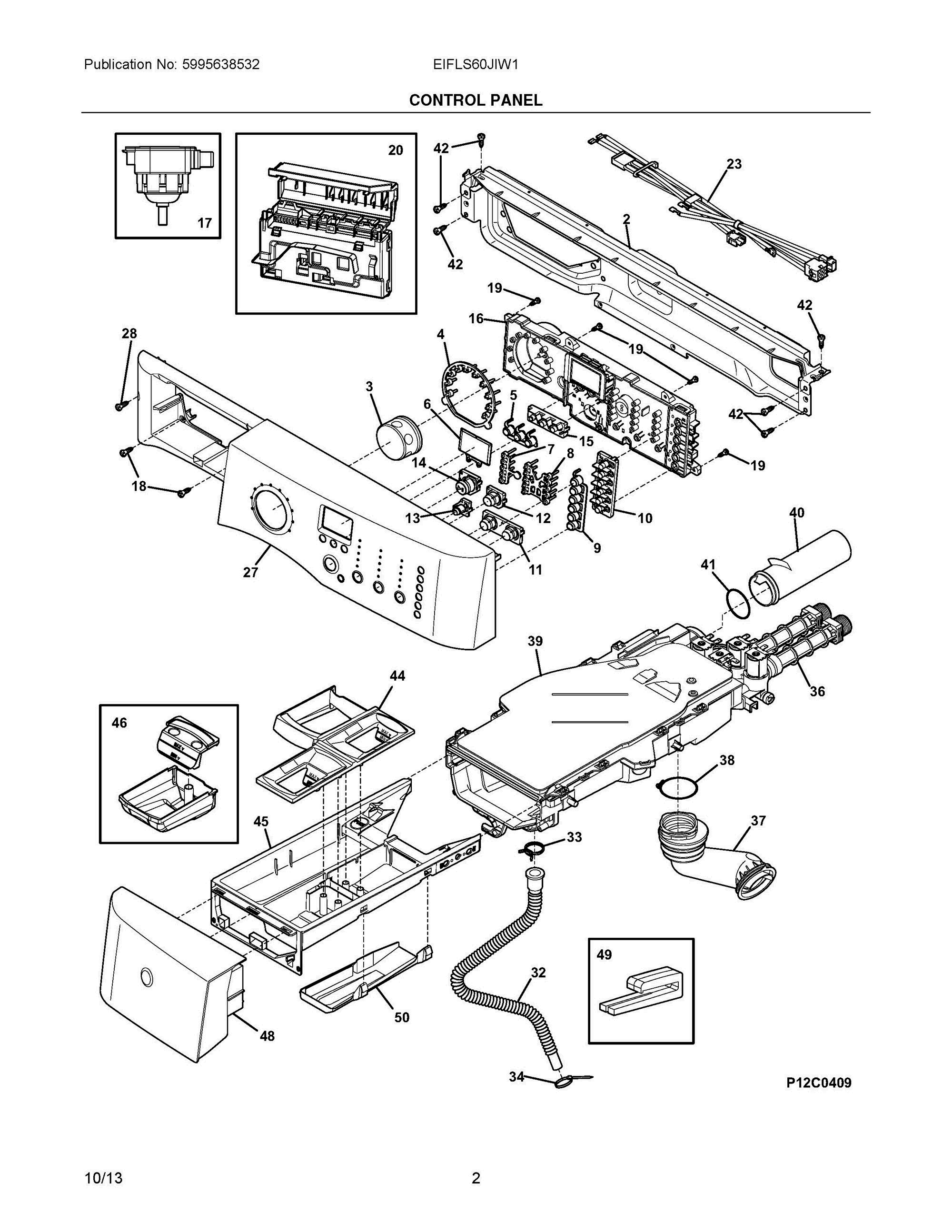 02 - CONTROL PANEL Diagram and Parts List for EIFLS60JIW1  Frigidaire Washer