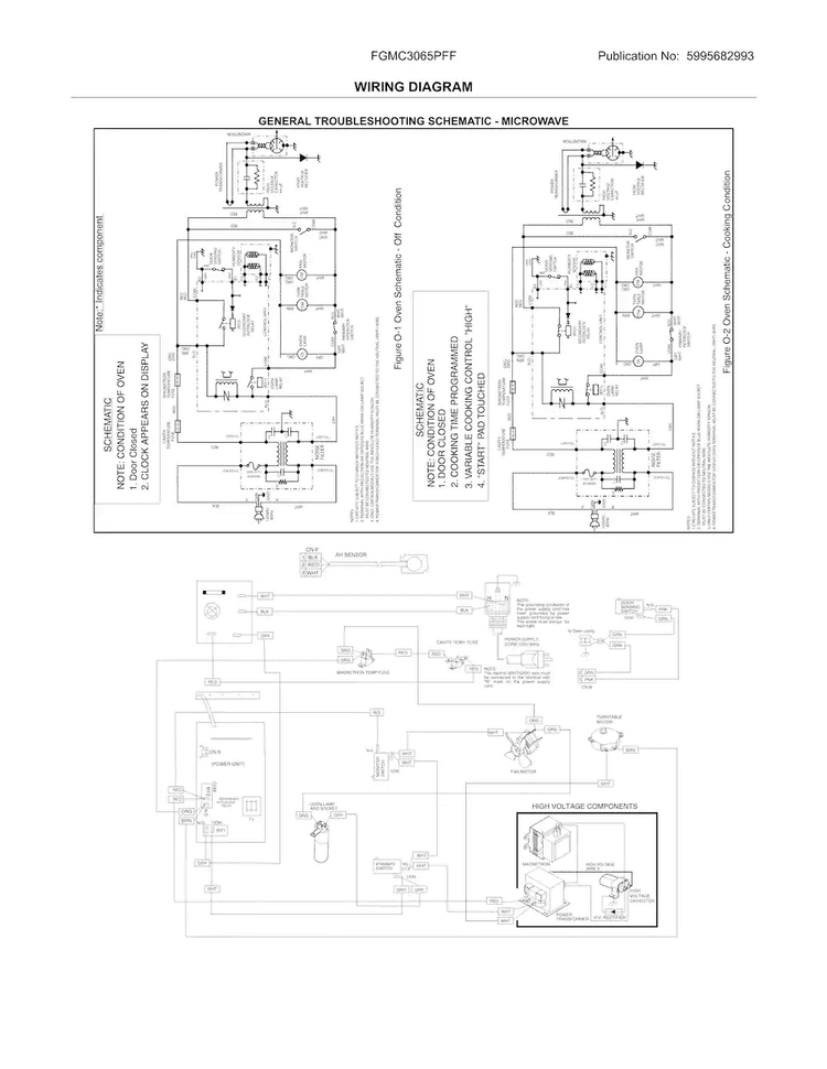 Wiring Diagram Diagram and Parts List for FGMC3065PFF  Frigidaire Microwave Oven Combo