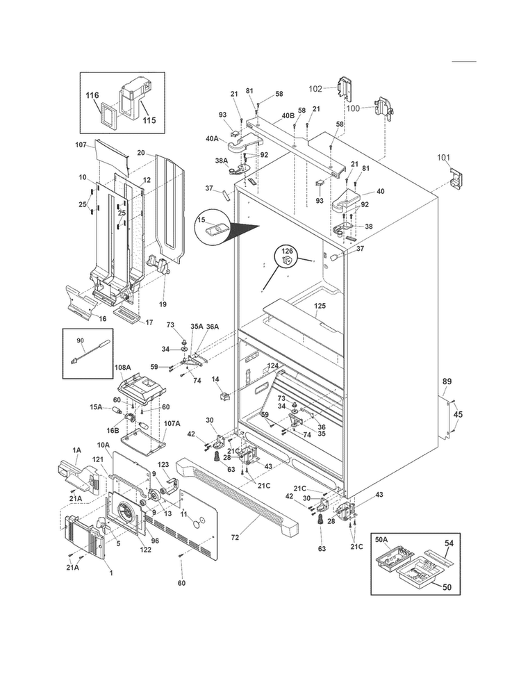 Cabinet Diagram and Parts List for FPHB2899LF8  Frigidaire Refrigerator