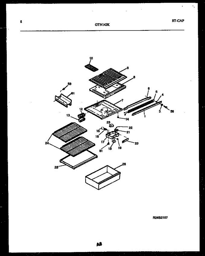 05 - Shelves And Supports Diagram and Parts List for GTN GTL142BK2 Frigidaire Refrigerator