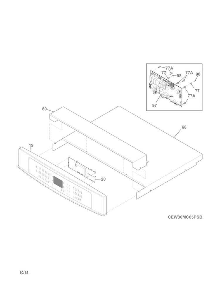 Control Panel Diagram and Parts List for EW30MC65PSB  Electrolux Microwave Oven Combo