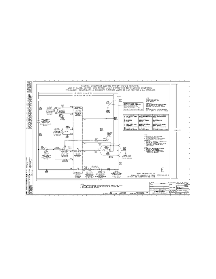 Wiring Diagram Diagram and Parts List for FFQE5100PW0  Frigidaire Dryer