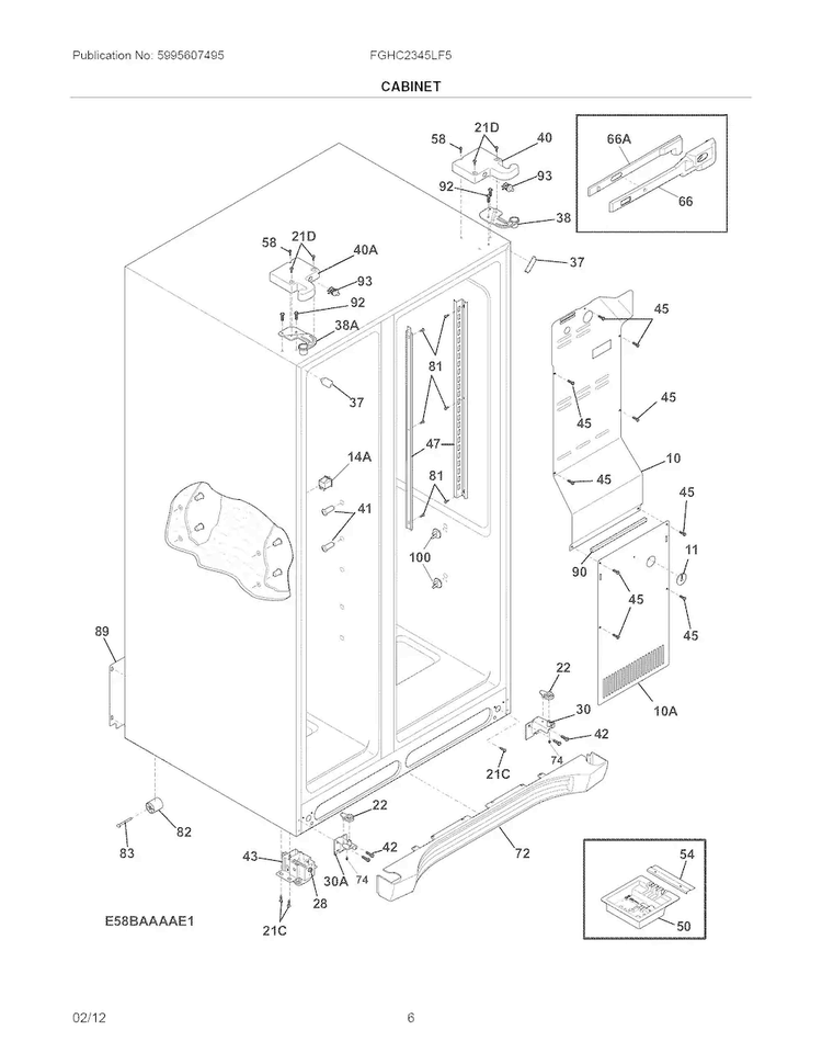 Cabinet Diagram and Parts List for FGHC2345LF5  Frigidaire Refrigerator