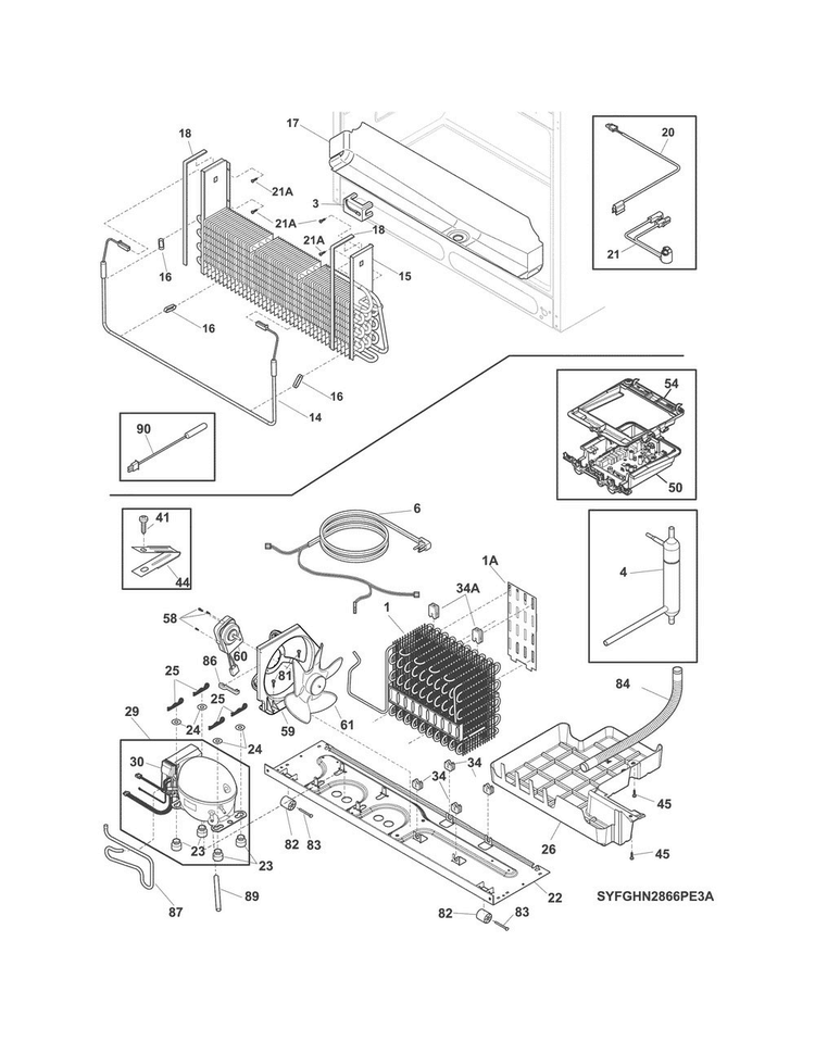 Cooling System Diagram and Parts List for FGHN2866PFBA  Frigidaire Refrigerator