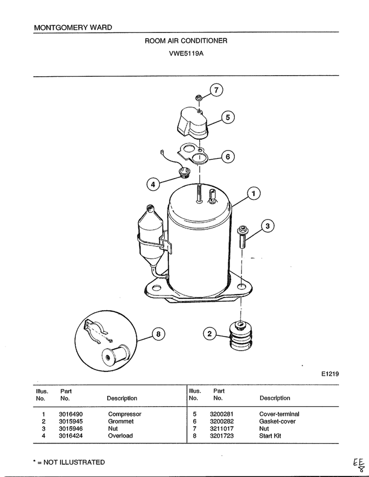 Room Air Conditioner Page 4 Diagram and Parts List for 5119A  Frigidaire Air Conditioner