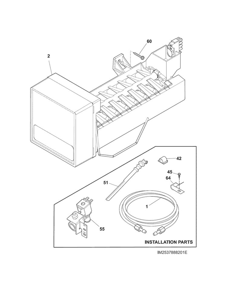 Ice Maker Diagram and Parts List for FPHI2188PF4  Frigidaire Refrigerator
