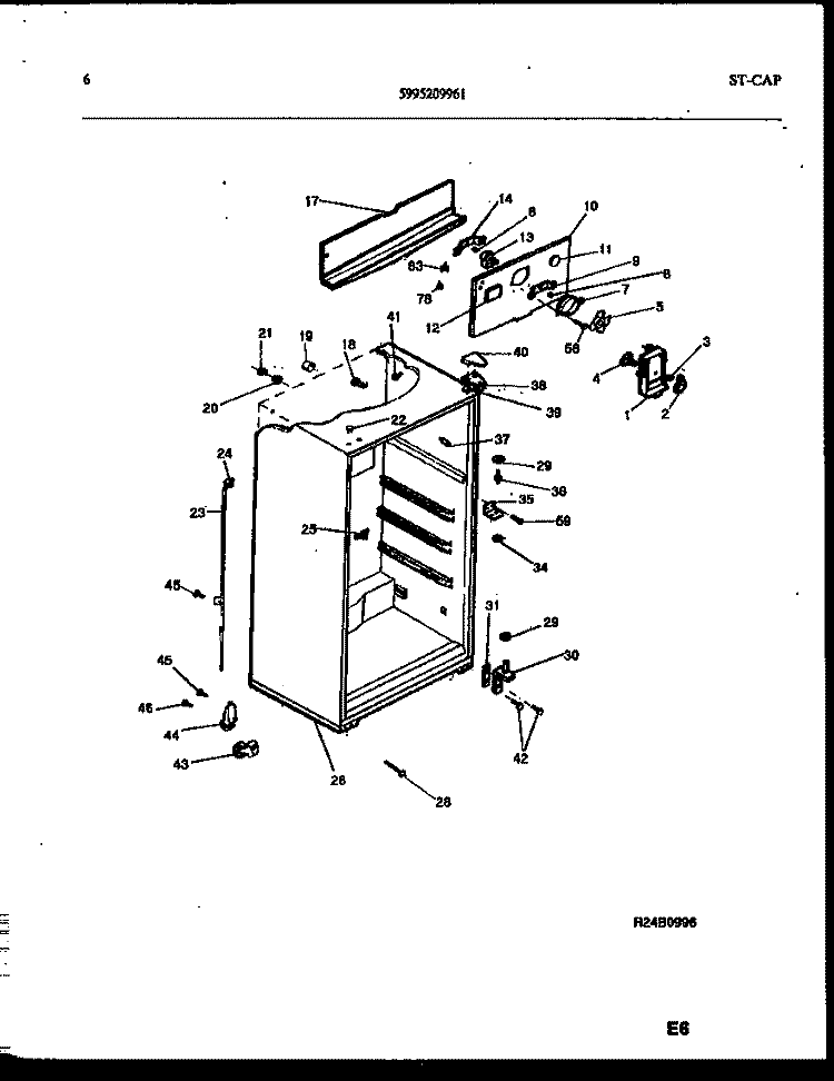 CABINET PARTS Diagram and Parts List for PRT193MCH1  Frigidaire Refrigerator