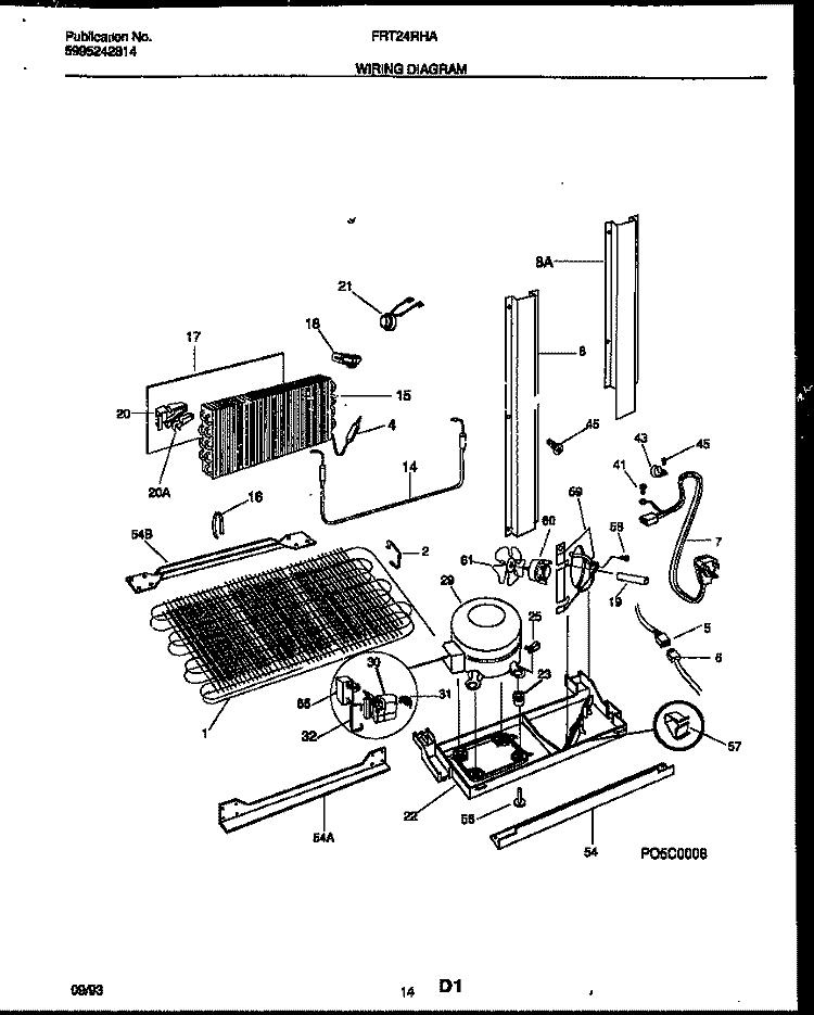 SYSTEM AND AUTOMATIC DEFROST PARTS Diagram and Parts List for FRT24RHAD0  Frigidaire Refrigerator