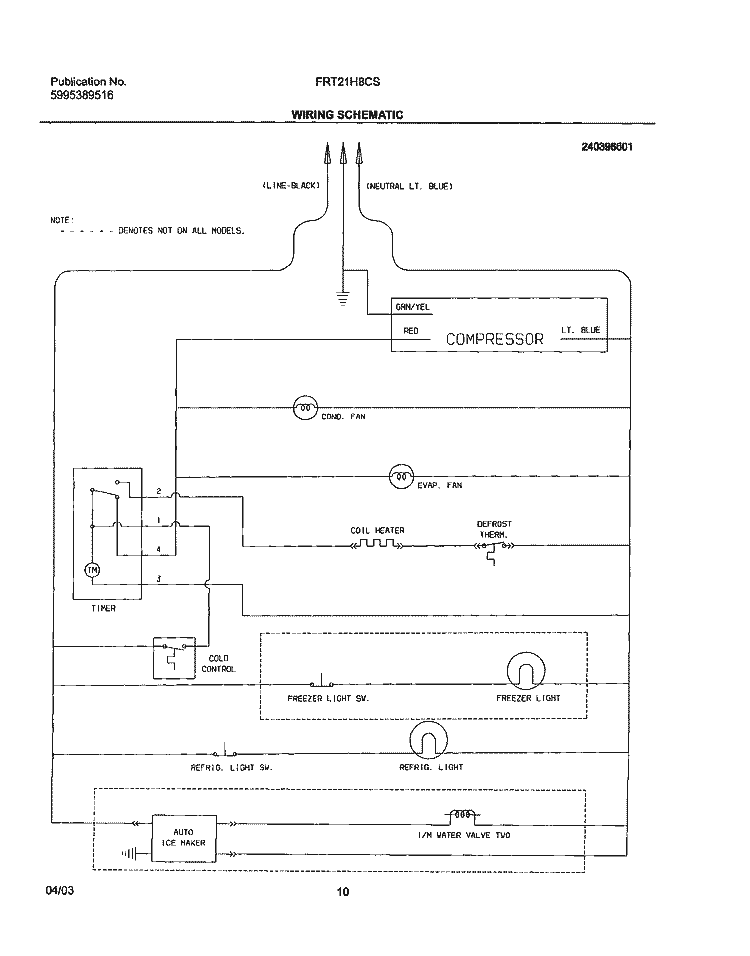 WIRING SCHEMATIC Diagram and Parts List for FRT21H8CSB0  Frigidaire Refrigerator