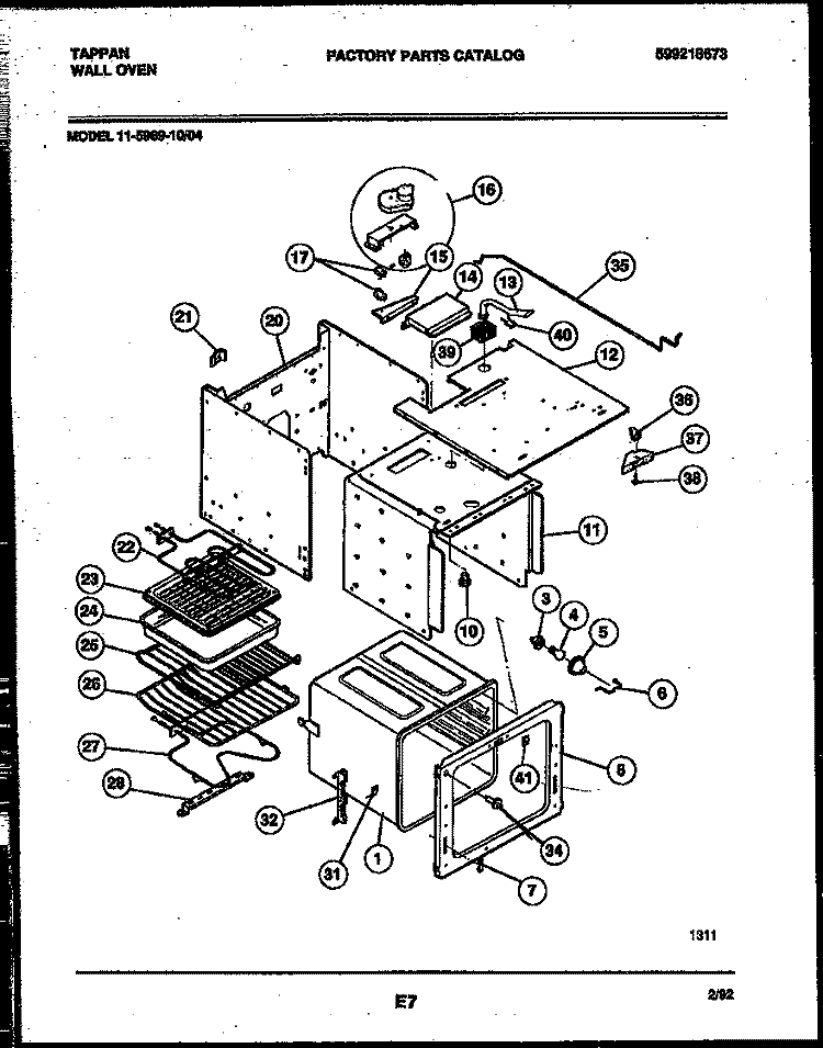 BODY PARTS Diagram and Parts List for 11-5969-00-04  Tappan Wall Oven