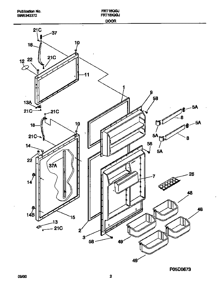 DOOR Diagram and Parts List for FRT18IQGJW1  Frigidaire Refrigerator