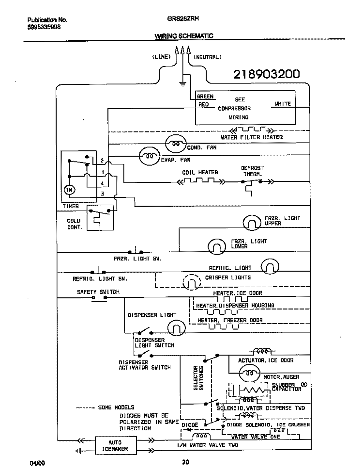 WIRING DIAGRAM Diagram and Parts List for GRS26ZRHW3  Gibson Refrigerator
