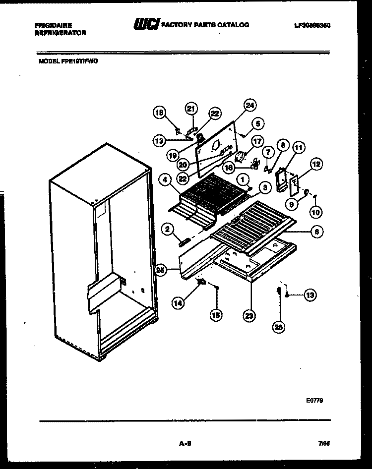 SHELVES AND SUPPORTS Diagram and Parts List for FPE19TIFF0  Frigidaire Refrigerator