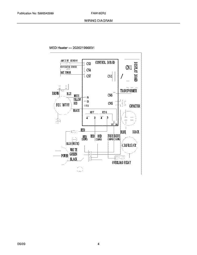 WIRING DIAGRAM Diagram and Parts List for FAM18ER2AA  Frigidaire Air Conditioner