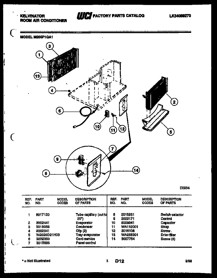 UNIT PARTS Diagram and Parts List for M205F1QA1  Kelvinator Air Conditioner