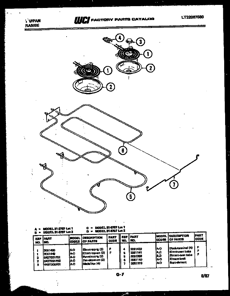 BROILER PARTS Diagram and Parts List for 31-2757-66-01  Tappan Range