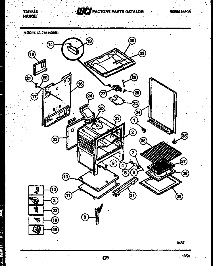 BODY PARTS Diagram and Parts List for 30-2761-00-01  Tappan Range