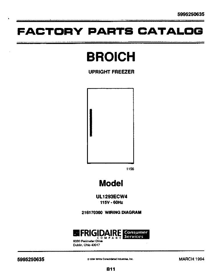 COVER Diagram and Parts List for UL1293ECW4  Electrolux Freezer