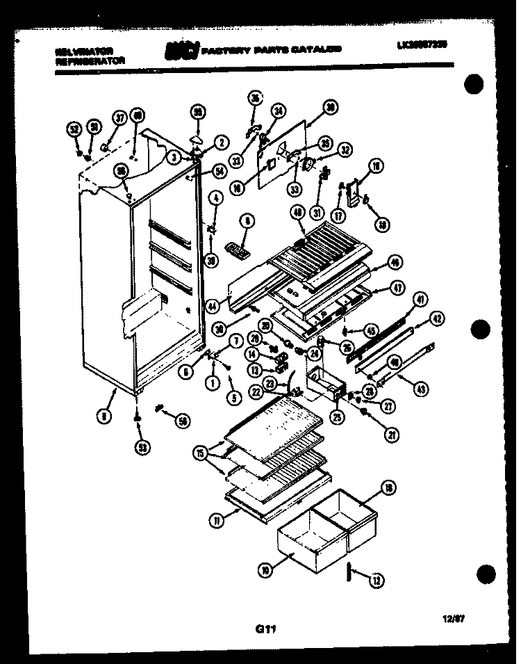 CABINET PARTS Diagram and Parts List for TPK160BN4D  Kelvinator Refrigerator