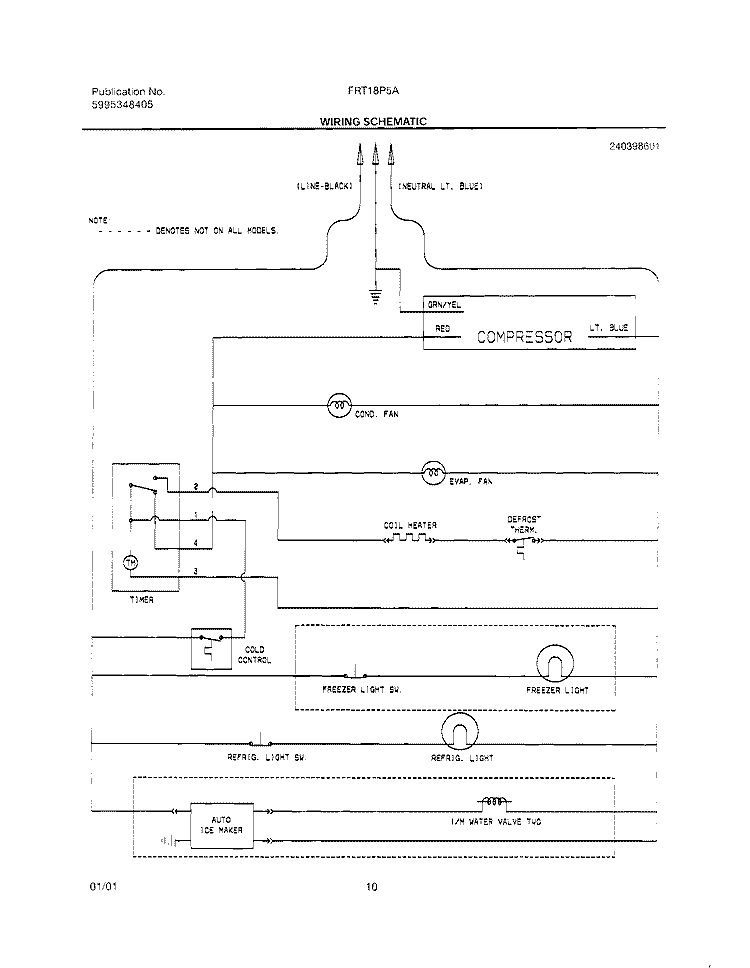 WIRING SCHEMATIC Diagram and Parts List for FRT18P5AW0  Frigidaire Refrigerator