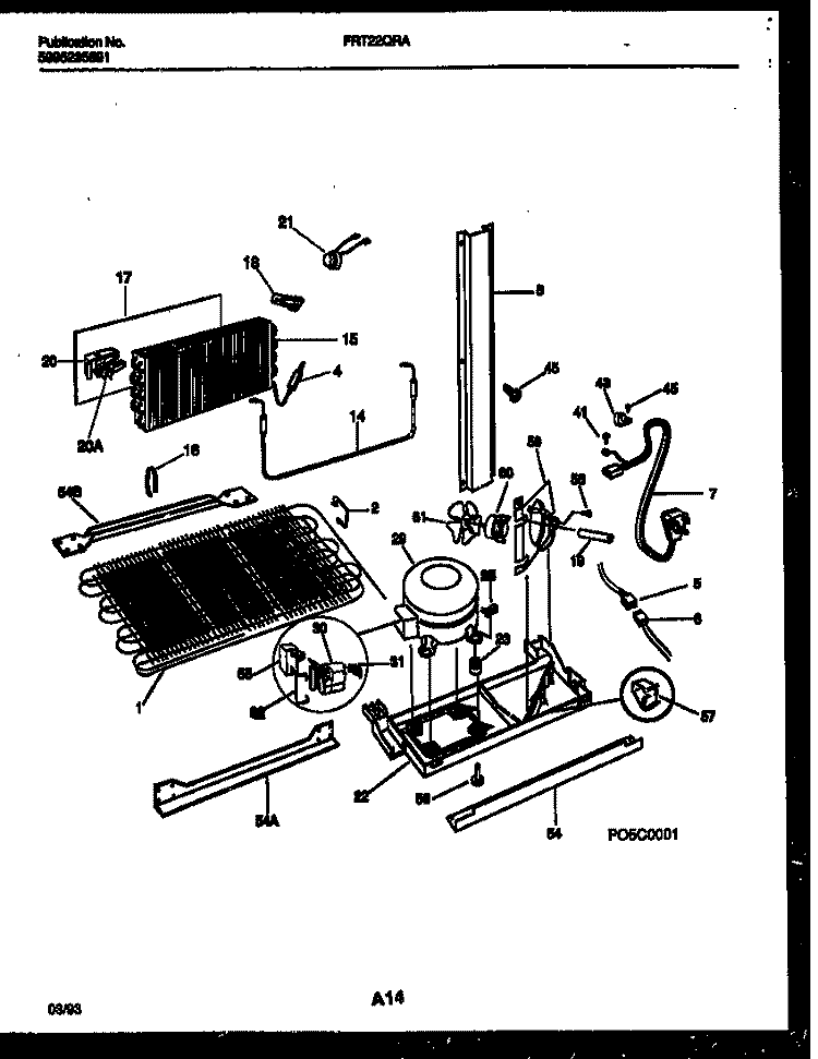 SYSTEM AND AUTOMATIC DEFROST PARTS Diagram and Parts List for FRT22QRAD0  Frigidaire Refrigerator