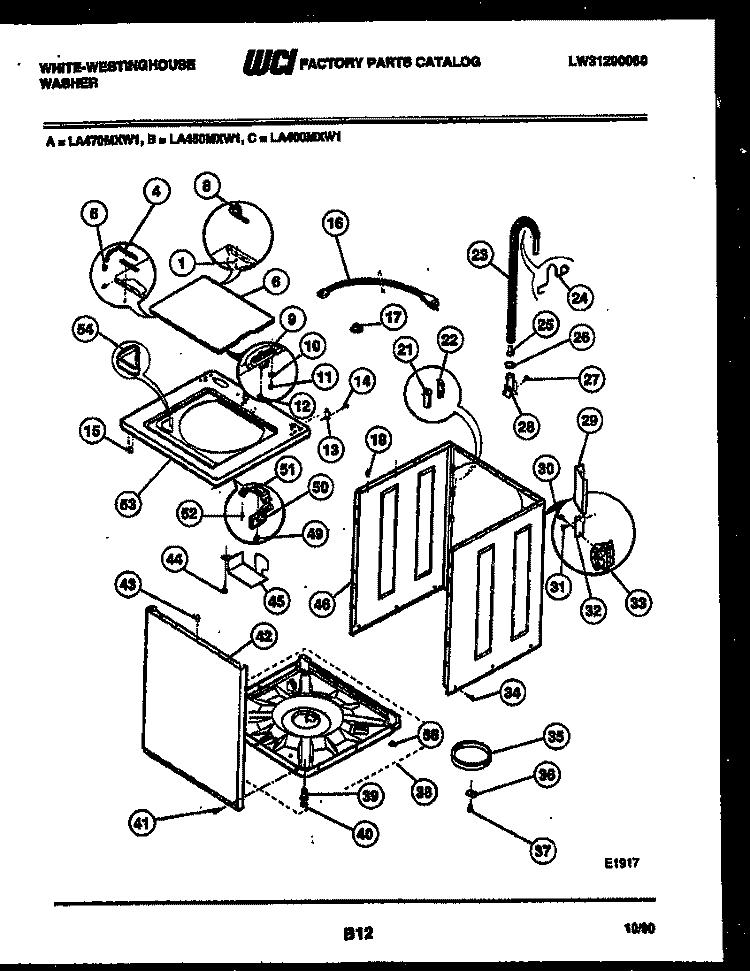 CABINET PARTS Diagram and Parts List for LA400MXD1  Frigidaire Washer