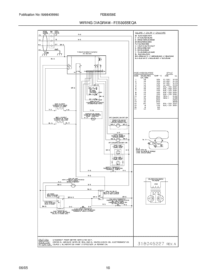 WIRING DIAGRAM Diagram and Parts List for FEB30S5EQA  Frigidaire Wall Oven