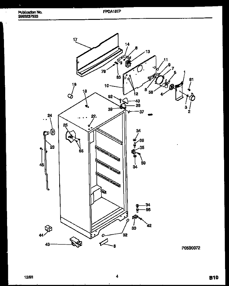 CABINET PARTS Diagram and Parts List for FPDA18TPW2  Frigidaire Refrigerator
