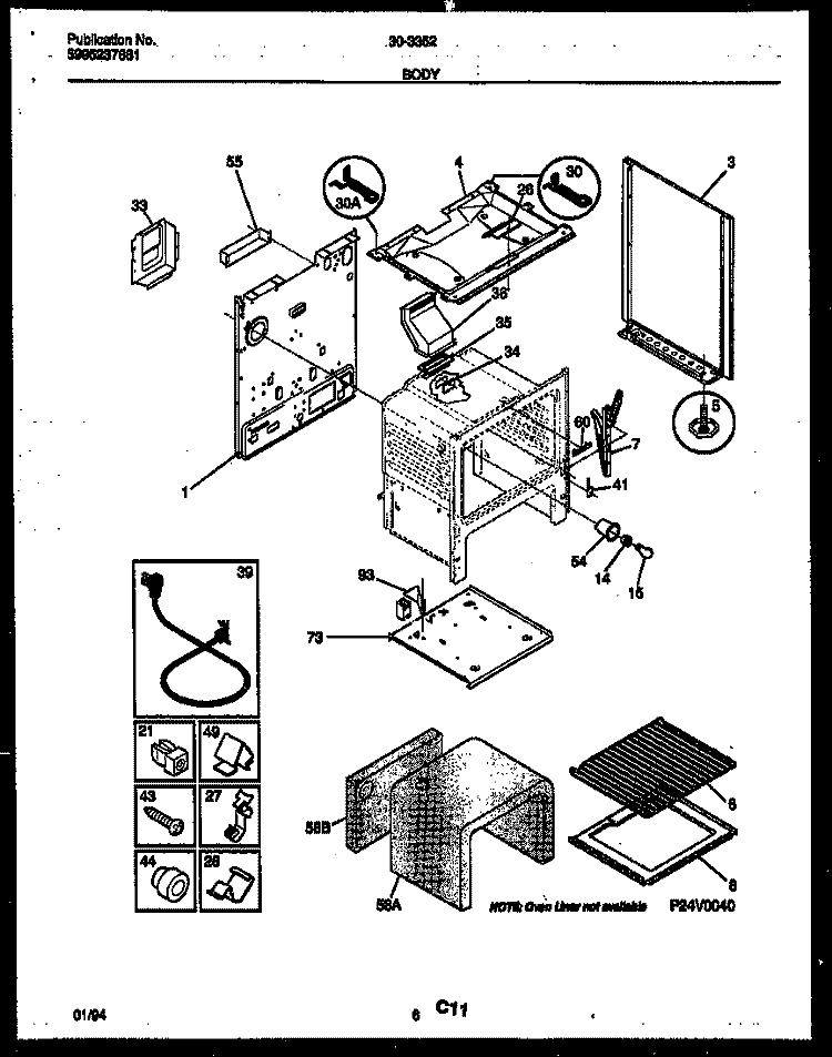 BODY PARTS Diagram and Parts List for 30-3352-23-02  Tappan Range