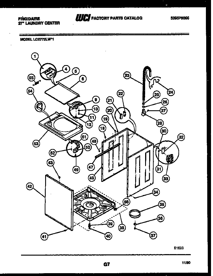 CABINET PARTS Diagram and Parts List for LCE772LW1  Frigidaire Washer Dryer Combo