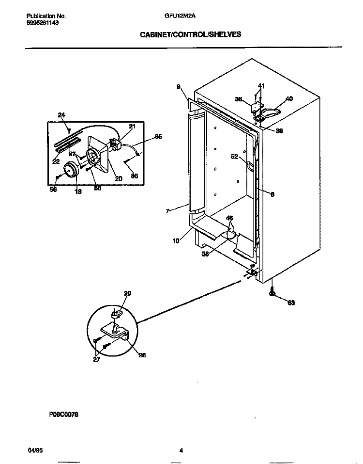 CABINET / CONTROLS / SHELVES Diagram and Parts List for GFU12M2AW5  Gibson Freezer