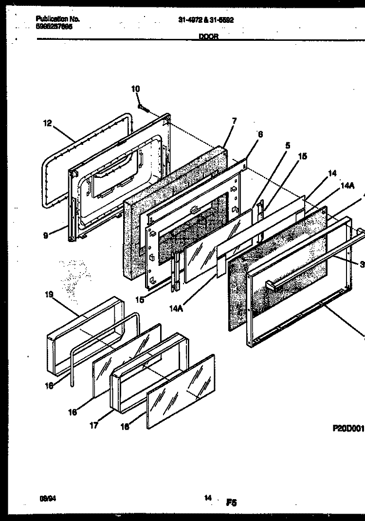 DOOR PARTS Diagram and Parts List for 31-4972-00-02  Tappan Range
