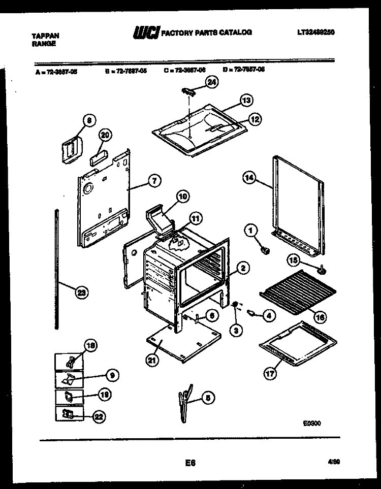LOWER BODY PARTS Diagram and Parts List for 72-3657-00-06  Tappan Range