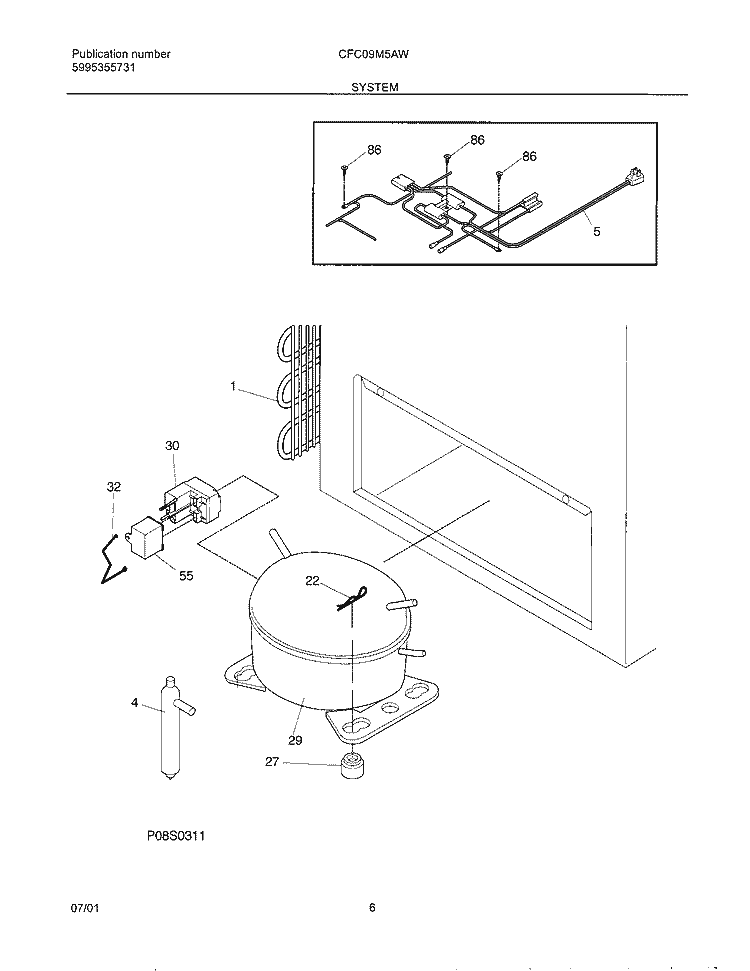 SYSTEM Diagram and Parts List for CFC09M5AW0  Uni Freezer