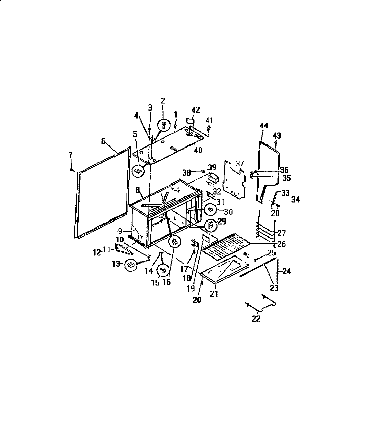 UPPER OVEN LINER, SHELF, ELEMENT Diagram and Parts List for REG638ML5  Frigidaire Range