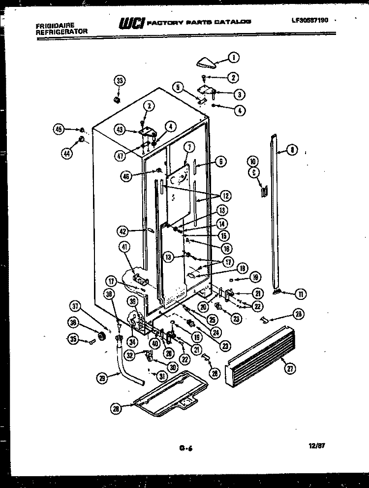 CABINET PARTS Diagram and Parts List for FPCI19VMA3  Frigidaire Refrigerator