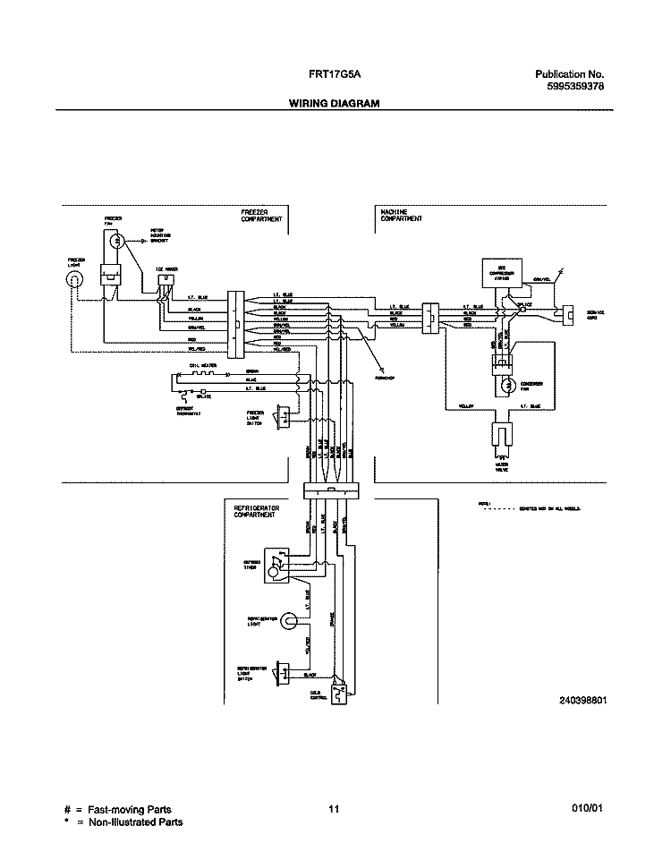 WIRING DIAGRAM Diagram and Parts List for FRT17G5AZ0  Frigidaire Refrigerator