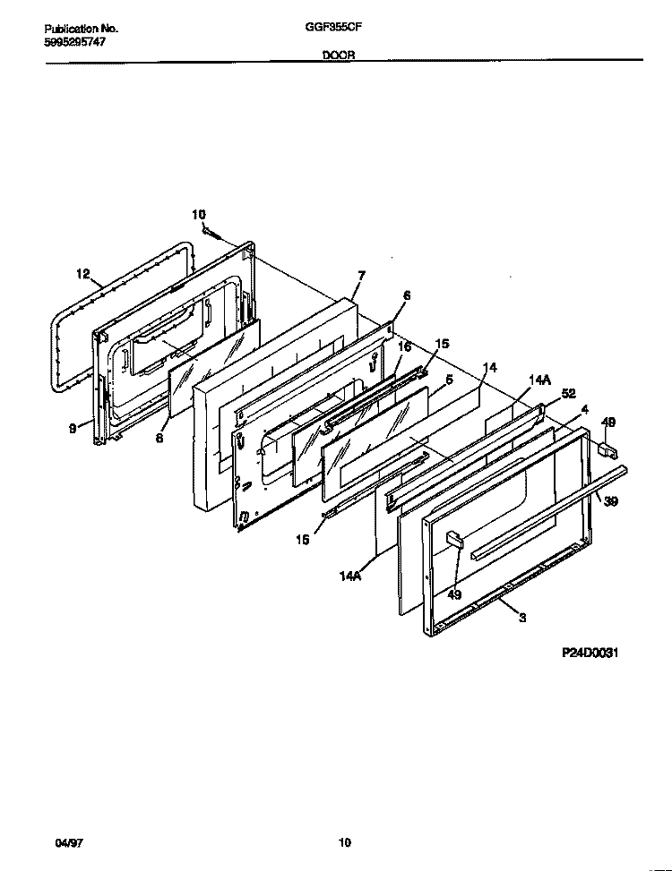 DOOR Diagram and Parts List for GGF355CFSA  Gibson Range
