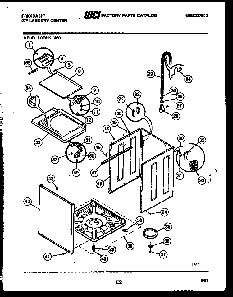 CABINET PARTS Diagram and Parts List for LCE852LL0  Frigidaire Washer Dryer Combo