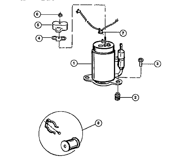 COMPRESSOR Diagram and Parts List for FAS147P1A1  Frigidaire Air Conditioner