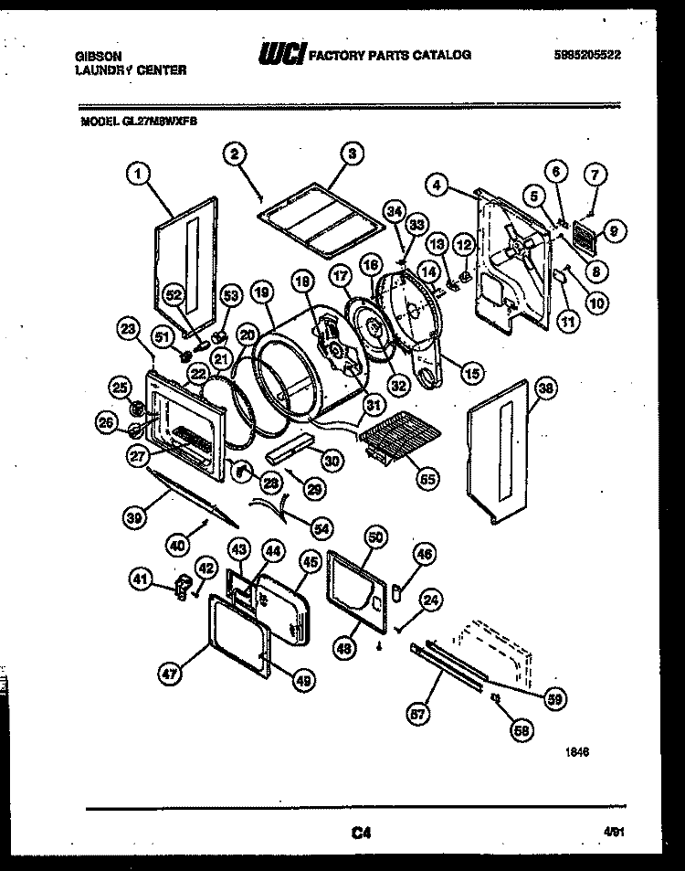 BODY PARTS Diagram and Parts List for GL27M6WXFB  Gibson Washer Dryer Combo