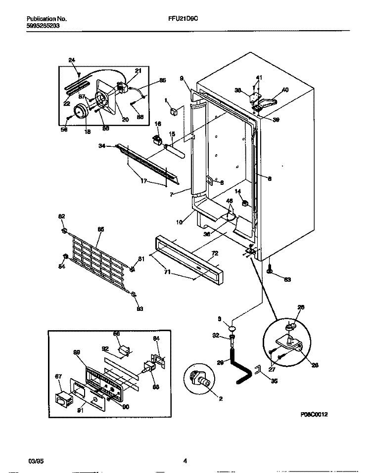 CABINET Diagram and Parts List for FFU21D9CW0  Frigidaire Freezer