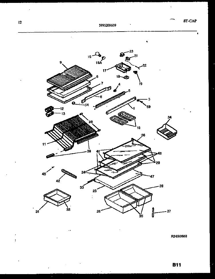 SHELVES AND SUPPORTS Diagram and Parts List for FPES19TIPW0  Frigidaire Refrigerator