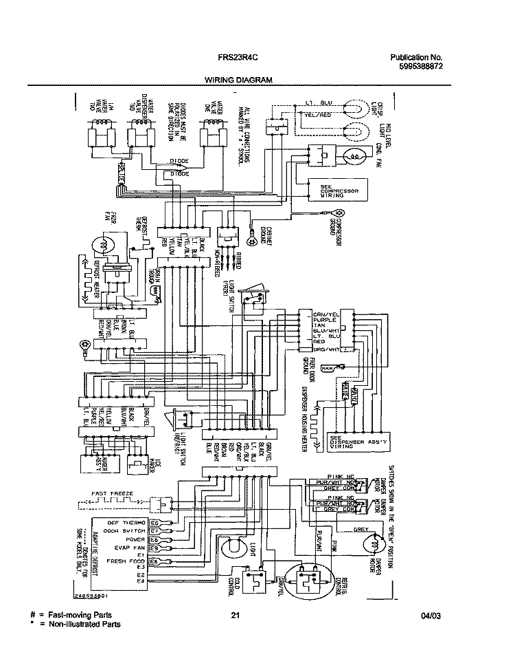 WIRING DIAGRAM Diagram and Parts List for FRS23R4CB0  Frigidaire Refrigerator