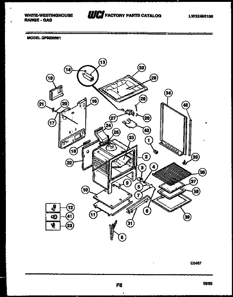 BODY PARTS Diagram and Parts List for GF950NW1  Frigidaire Range