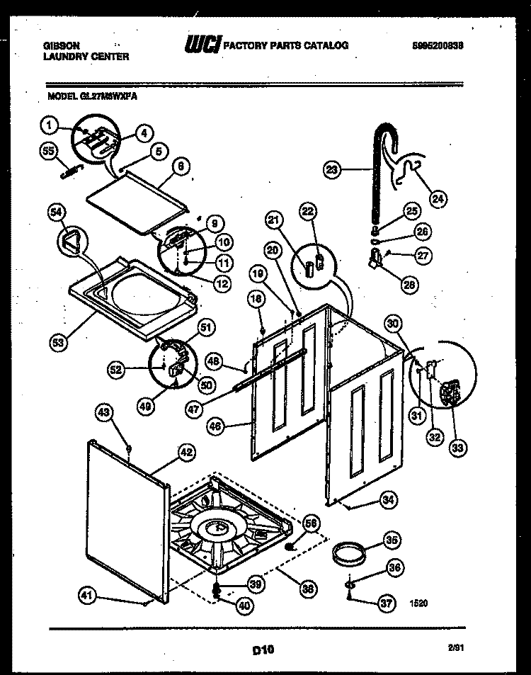 CABINET PARTS Diagram and Parts List for GL27M6WXFA  Gibson Washer Dryer Combo