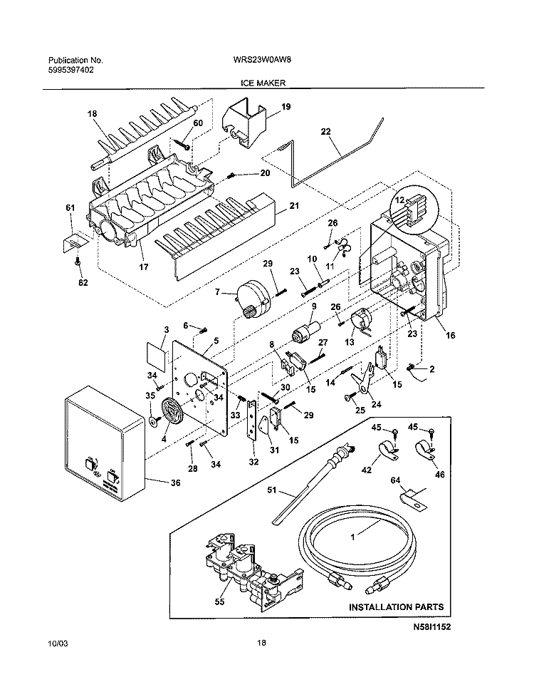 ICE MAKER Diagram and Parts List for WRS23W0AW8  Westinghouse Refrigerator