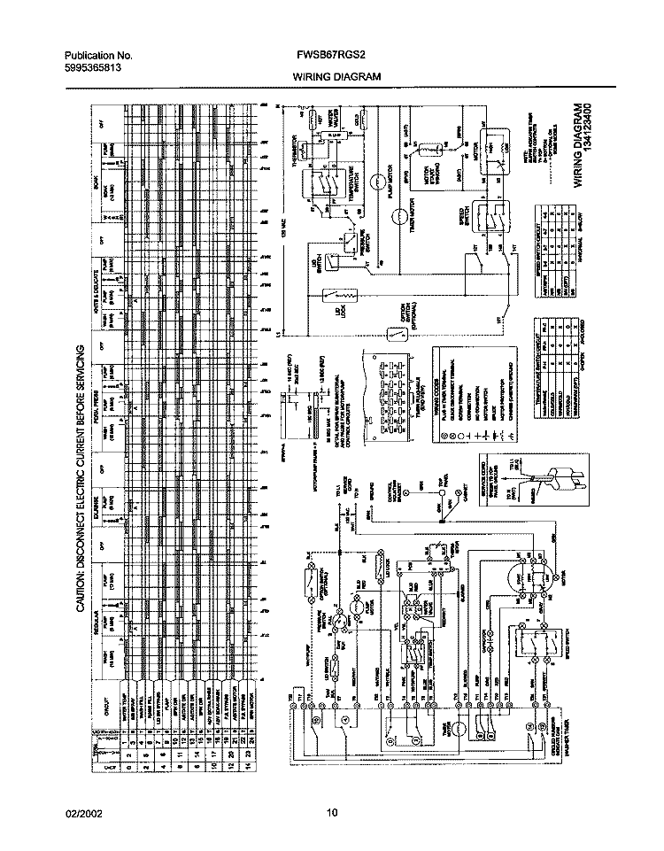 134123400 WIRING DIAGRAM Diagram and Parts List for FWSB67RGS2  Frigidaire Washer